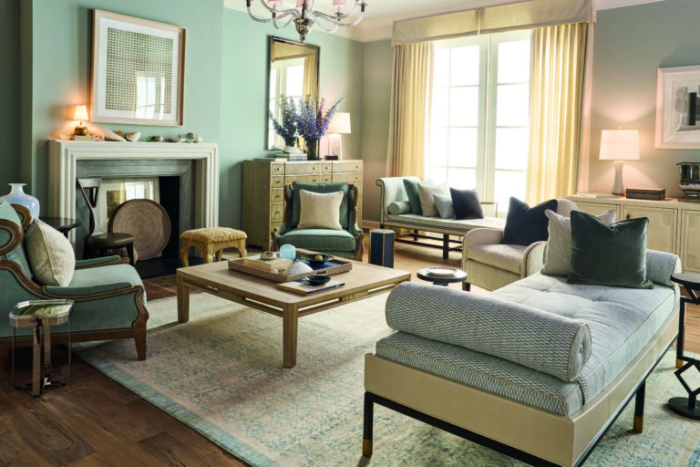 Elegant Green Living Room with Traditional Furnishings